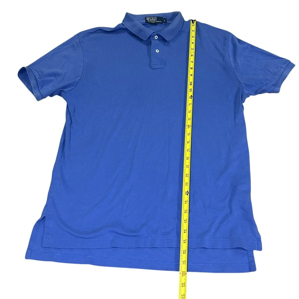 Ralph Lauren Polo Men's Cotton Shirt Short Sleeve Blue Soft Golf Rugby Sz L‎